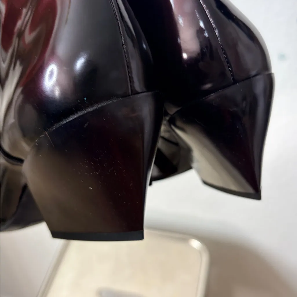 Franco Sarto Shiny Maroon Bronze Ankle Boots Block Heel 9.5 NEW L-Amber - Image 4