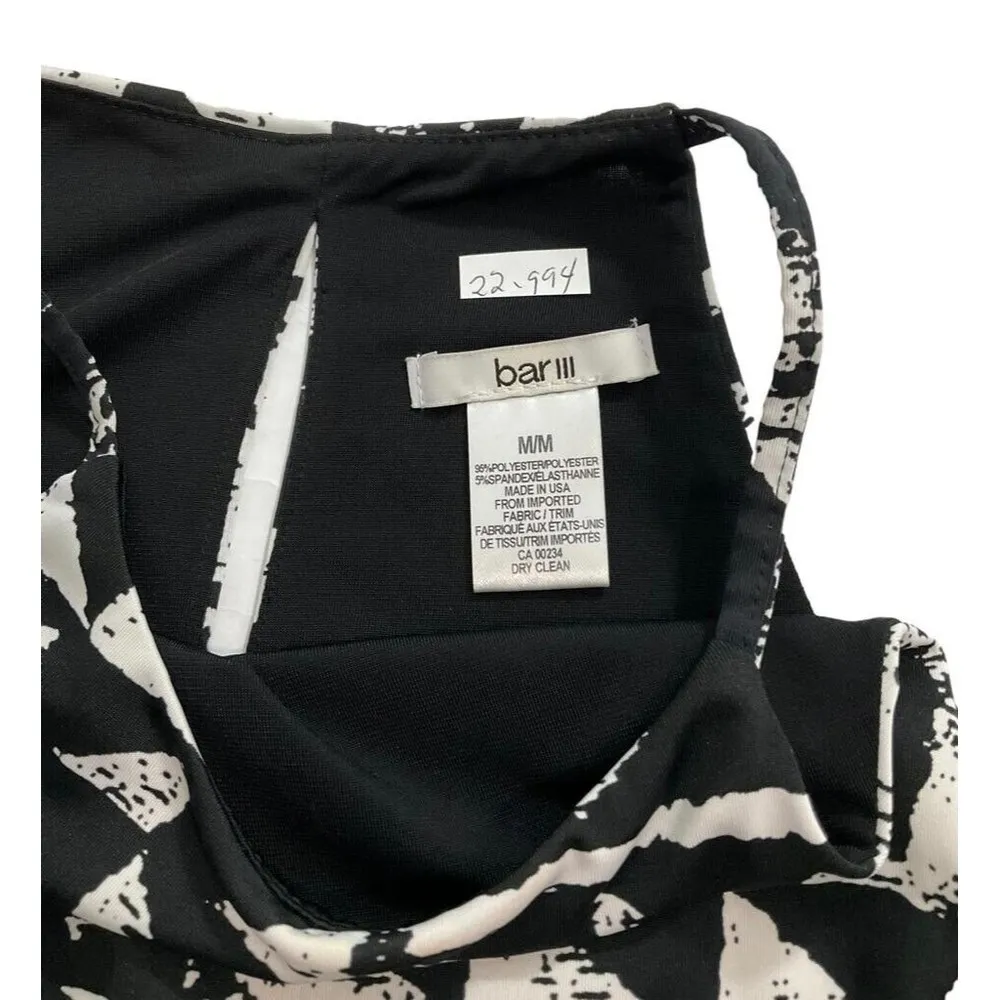 Bar III 3 Women Size Medium Fit & Flare Dress Black White (22-994P) - Image 5
