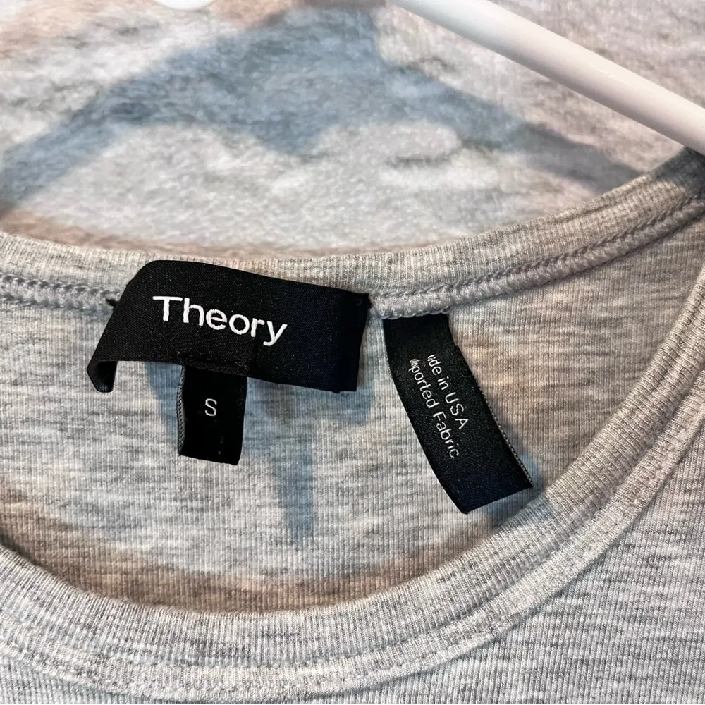 Theory Tank - Small - Grey Ruched Side Rimaeya Ribbed Viscose Melange Tank Top - Image 11