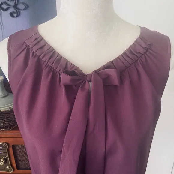 LOFT Plum Sleeveless Top with Bow - Image 2