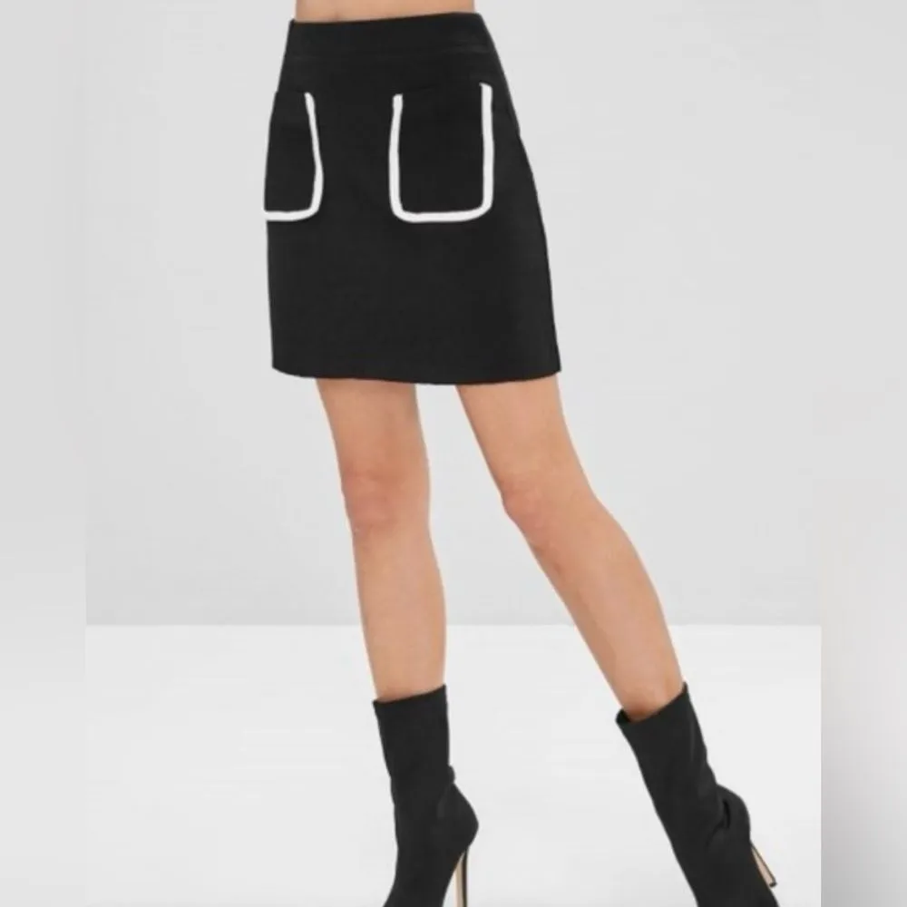 Zara black knit skirt with front pockets size M - Image 4