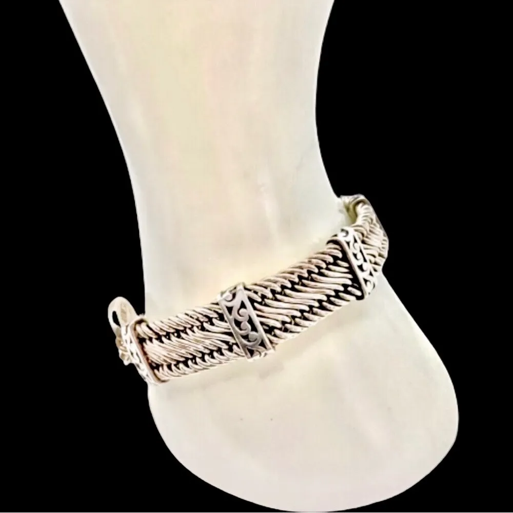 Woven Figure Eight Sterling Silver Cut Out Bracelet With Stations - Image 9