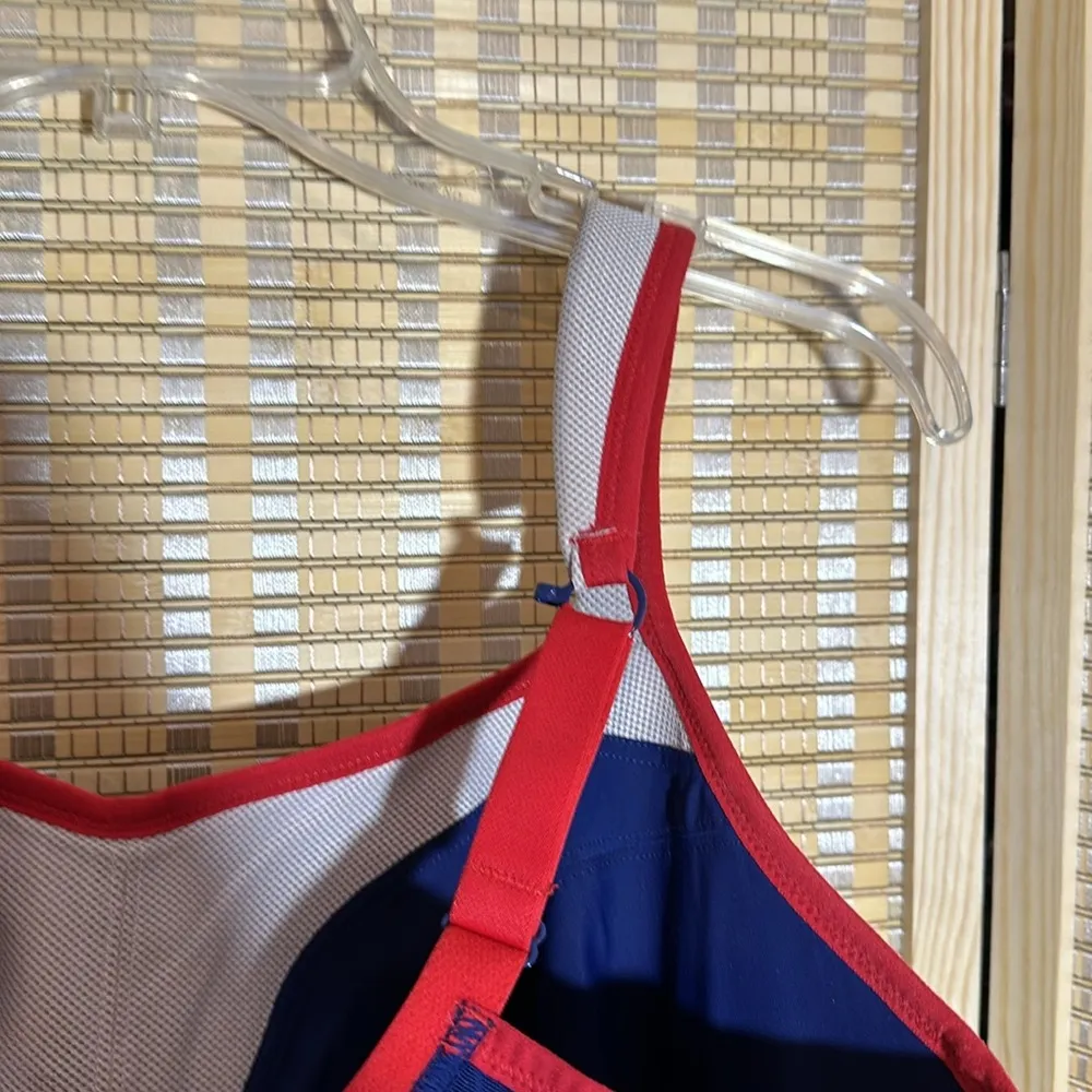 Vintage 1990s Y2K Panache Sport Bra Red White Blue Underwire Cups 36G - Image 10
