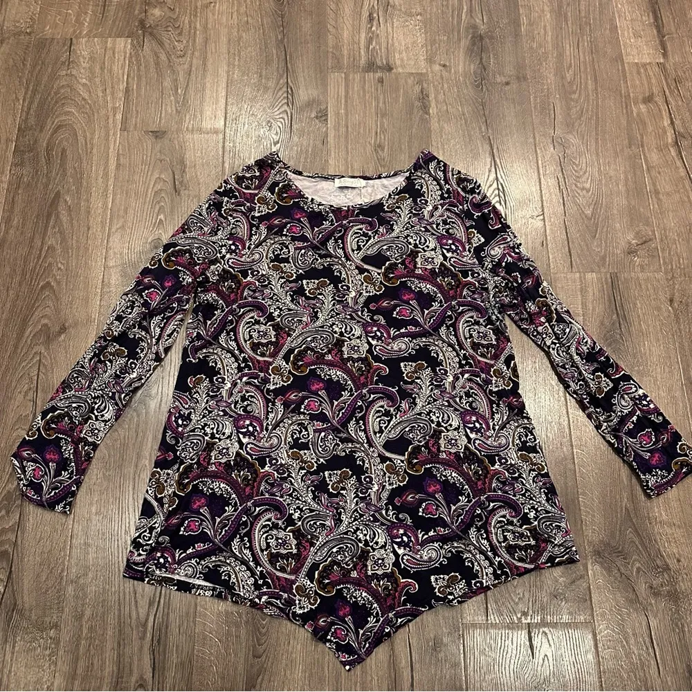 New NWT Women's Blouse Top Plus XXL Boho Paisley Dark Romantic Flowy Asymmetric Black - Image 10