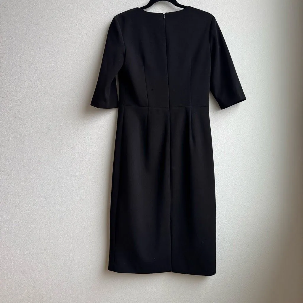 Kay Unger Dress Womens 6 Small Tucked Jewel Neck Knee Length Business Career - Image 4