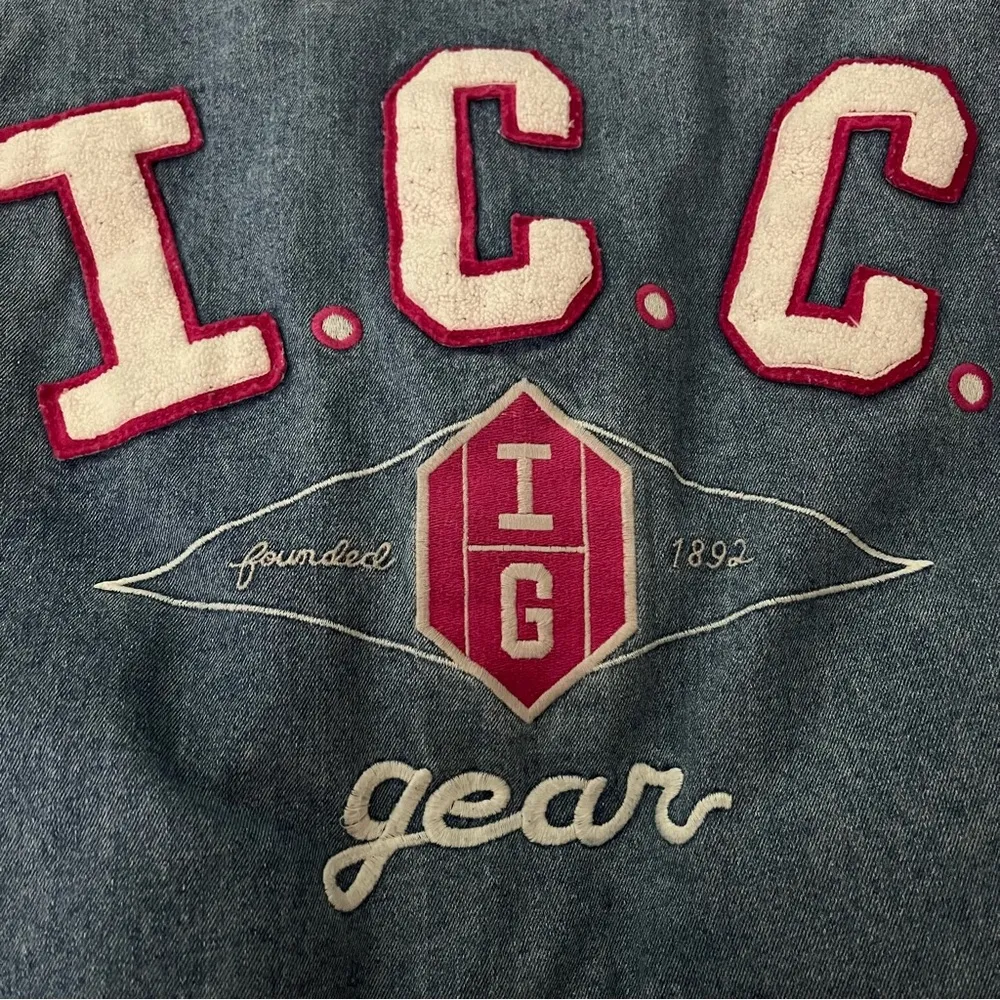 Vintage Ivy Club Classics Denim Bomber Jacket, Sz S Blue - Image 13