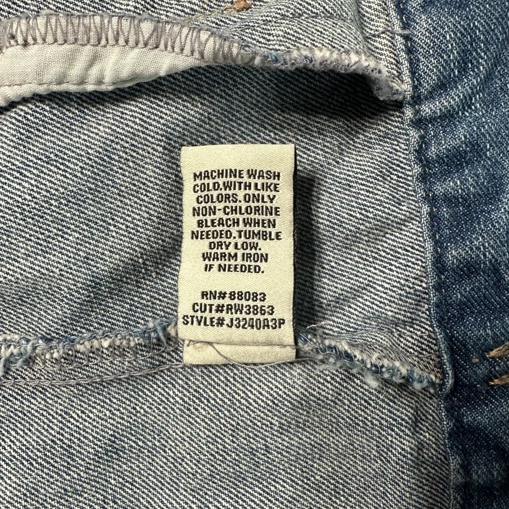 REWASH  Light Blue Distressed Jean Jacket with Leopard Accents - Image 6