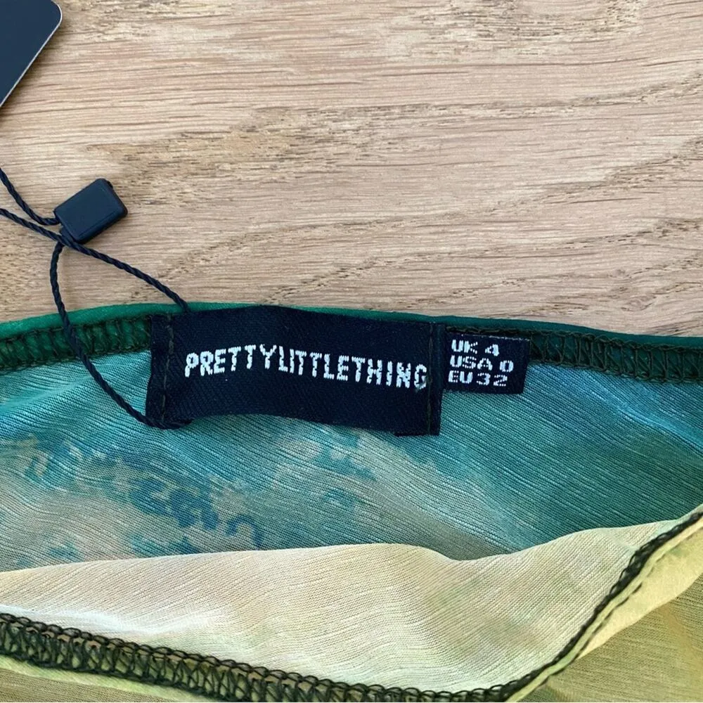 Pretty Little Thing - Abstract Ombré Burnout Ruched Side Beach Set in Green - Image 2