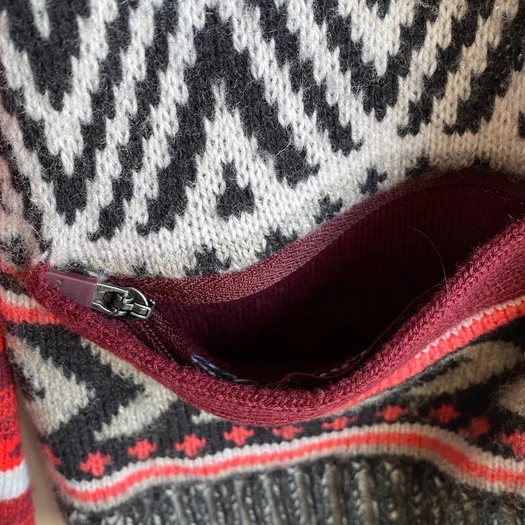 Title Nine  Wool Blend Fair Isle Full Zip Mock Neck Sweater Zipper Pockets *READ* - Image 4