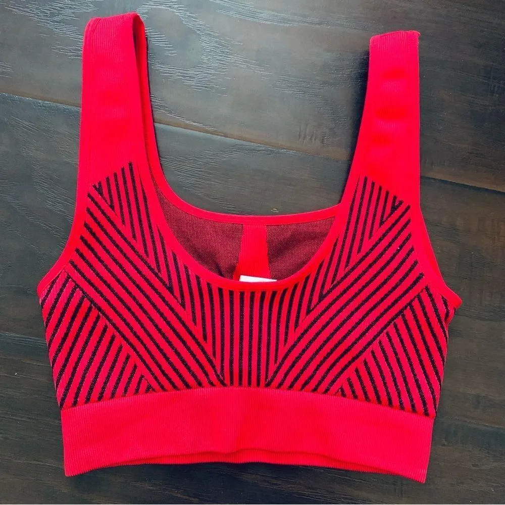 RARE Fabletics Persimmon/Black Ribbed Seamless Low Impact Sports Bra | Size: XS - Image 6