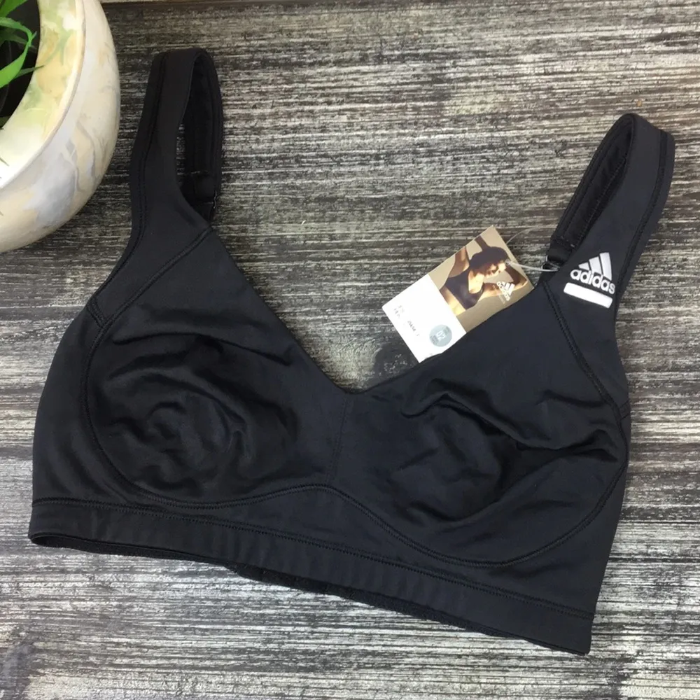 Adidas Black Athletic Sport Cropped Medium Support Bra New 32D - Image 2