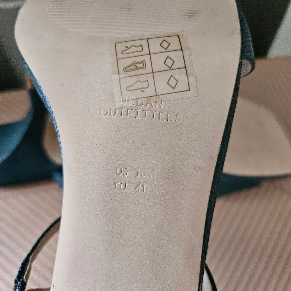 Urban Outfitters Heels Teal Textured Open Toe Strappy Cocktail Casual Wedding - Image 11