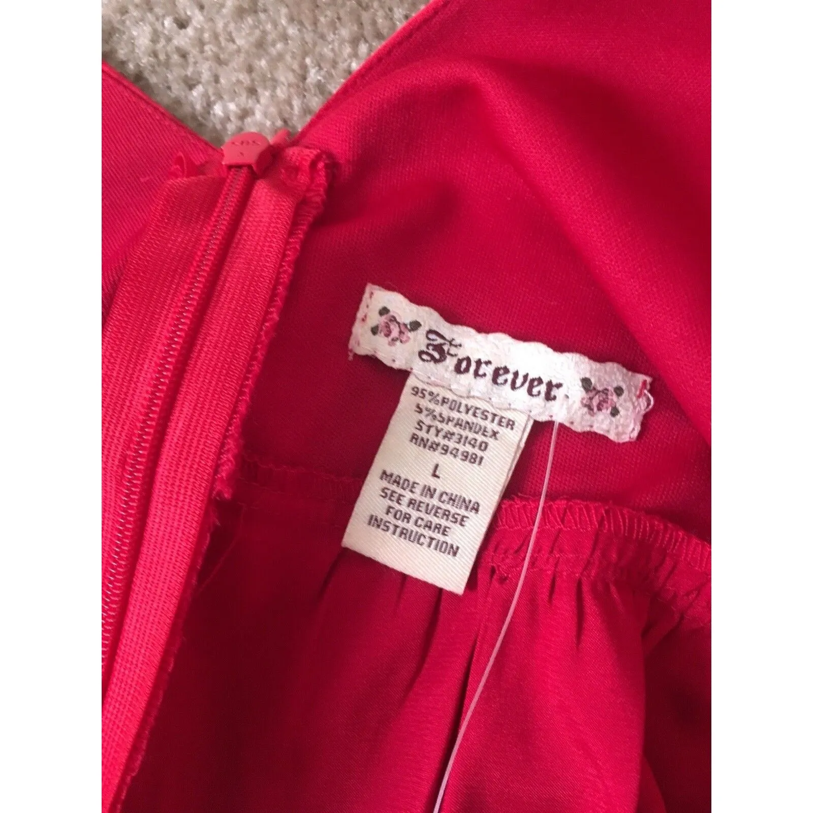 Forever 21 Women's Sleeveless Satin Body Con Tank Dress Size Large Red - Image 5