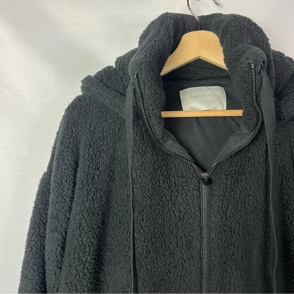 Athleta Black Tugga Full Zip Mid Length Sherpa Jacket S $168 - Image 4