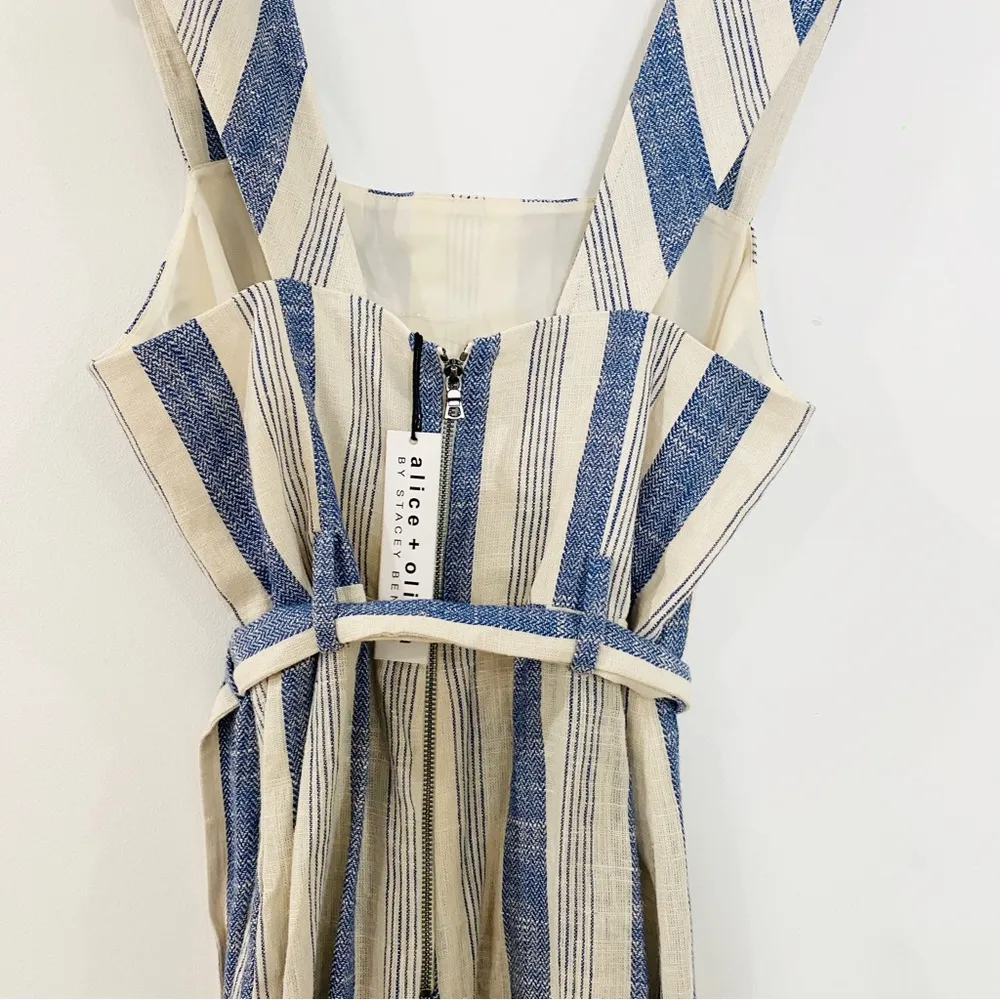 Alice + Olivia stripe Jumpsuit Cream / Blue - Image 9