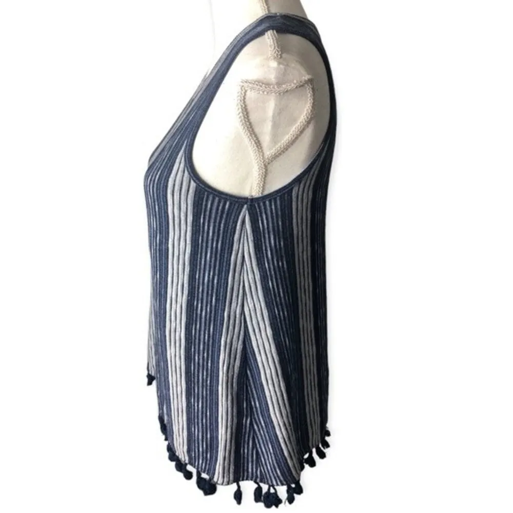 Anthropologie W5 Ribbed Knit Striped Sleeveless Tasseled Tank Top - Image 2