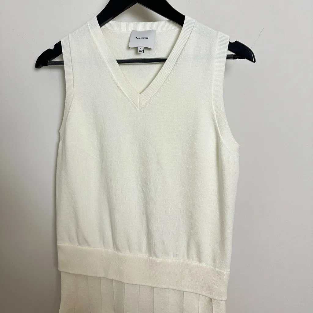 REFORMATION Blair Mixed Media Minidress in Fior Di Latte Size Large NWT - Image 5