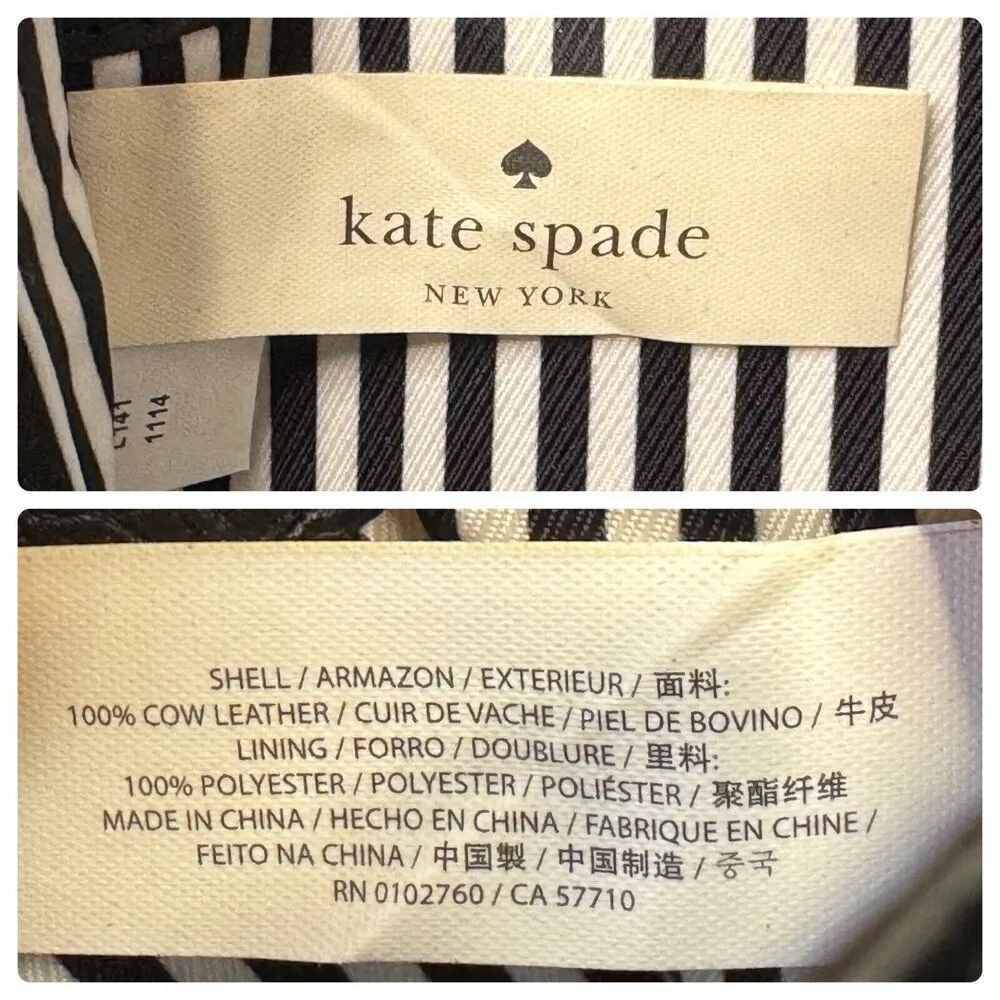 Vtg KATE SPADE New York Black Genuine Pebbled Leather Zip Around Wallet Clutch - Image 12