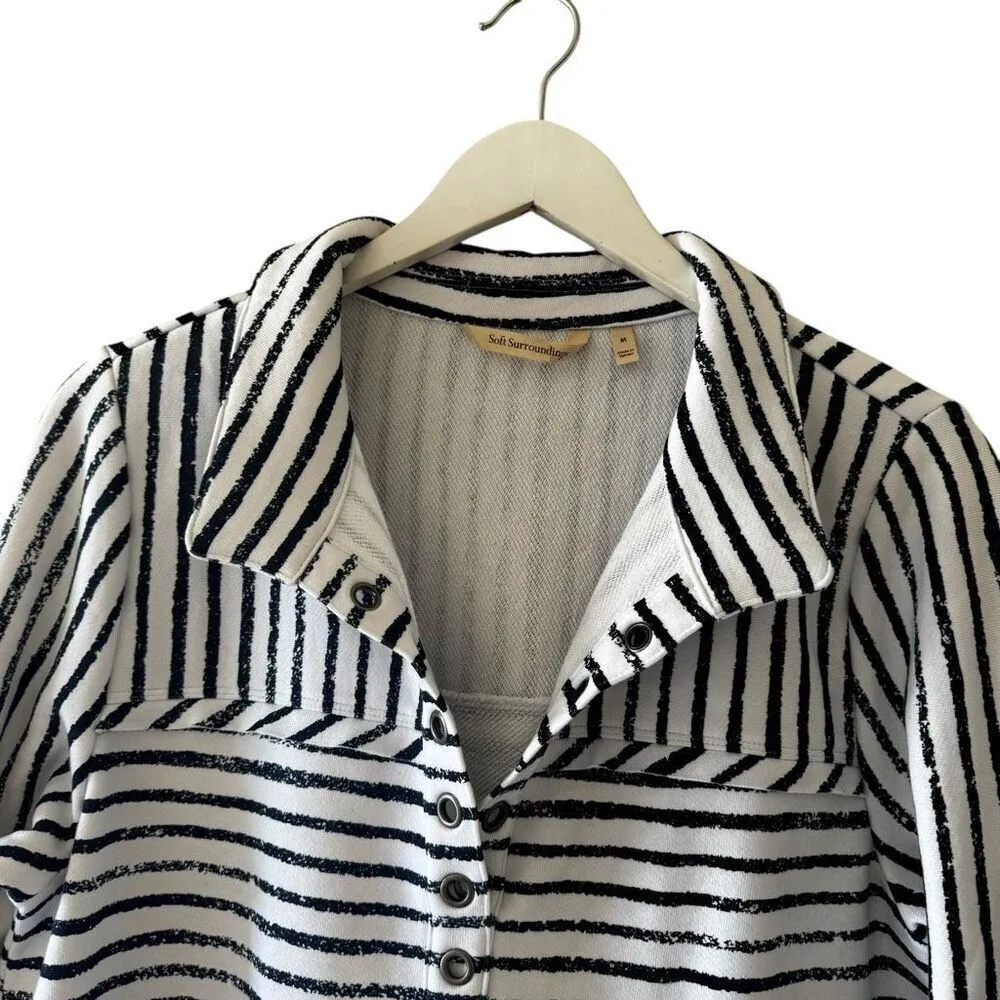 Soft Surroundings Striped Navy White  Soft Cozy Lounge Top  SZ M # 2413 - Image 2