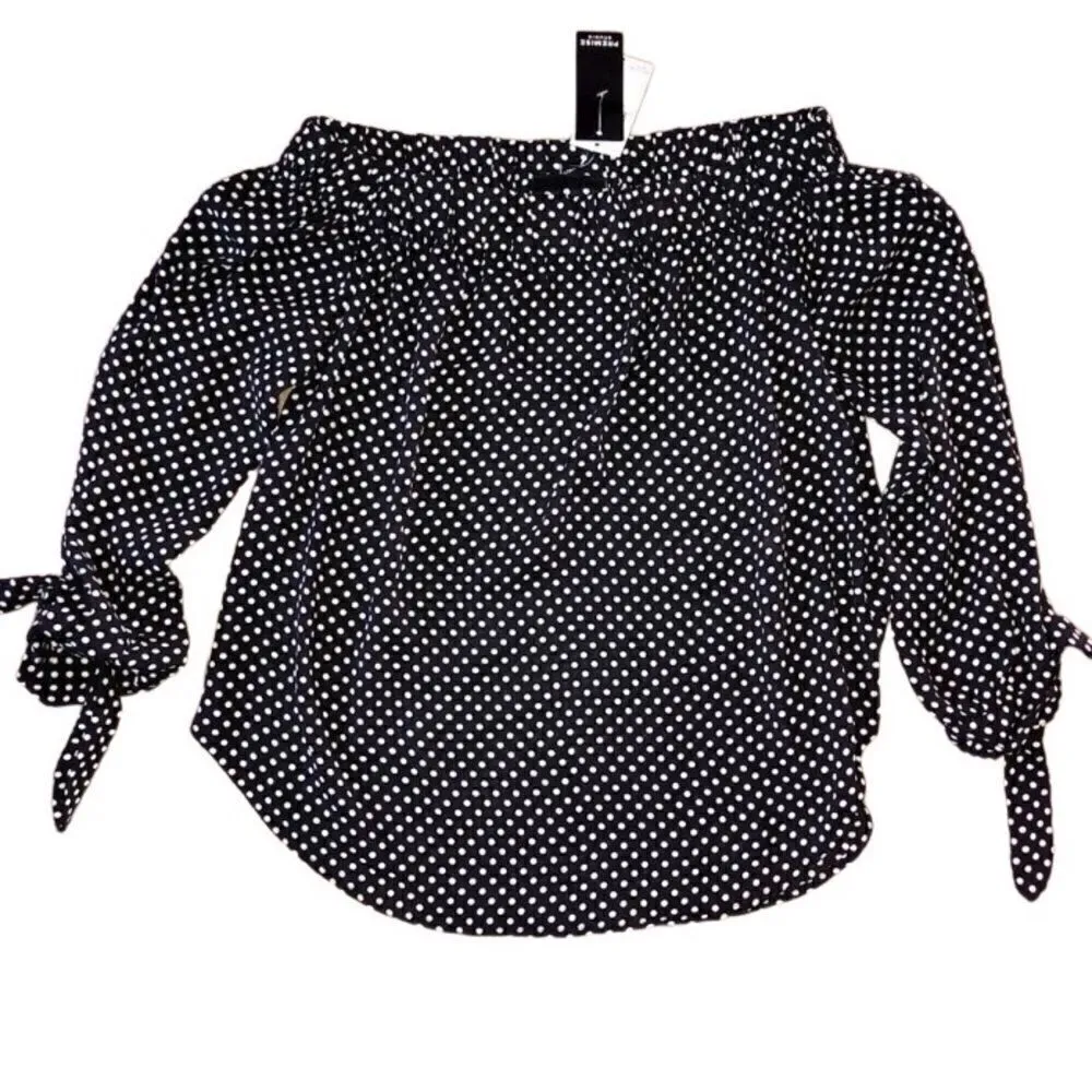 Premise off the shoulder tied 3 1/4 sleeve polka dot top NWT size Xs - Image 2
