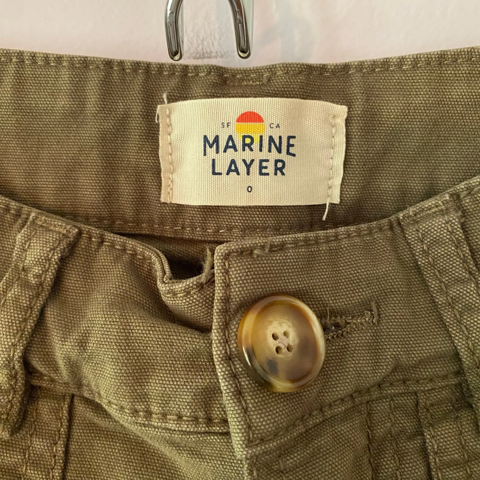 Marine Layer Army Green Maya Straight Leg Carpenter Cropped Pants Women size 0 - Image 2