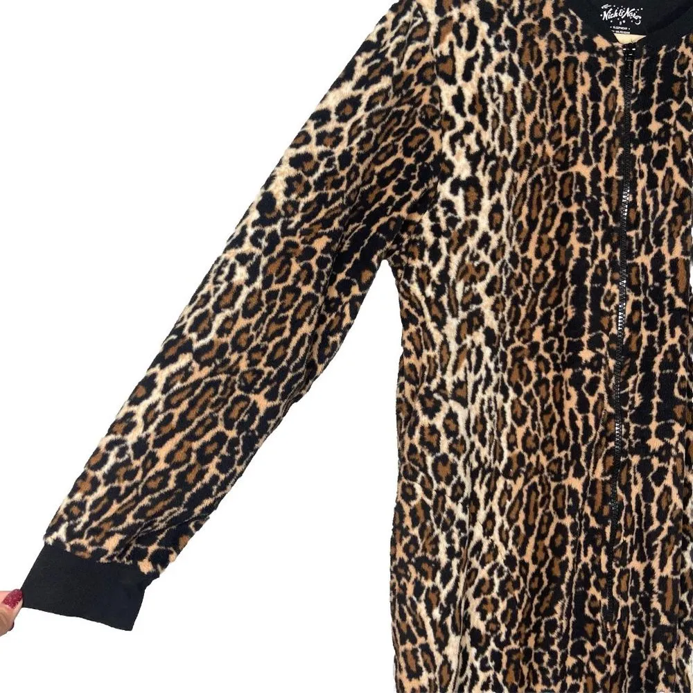 Nick & Nora Pajamas PJs Animal Print Fleece Footie Footed Costume Cheetah Size S - Image 4