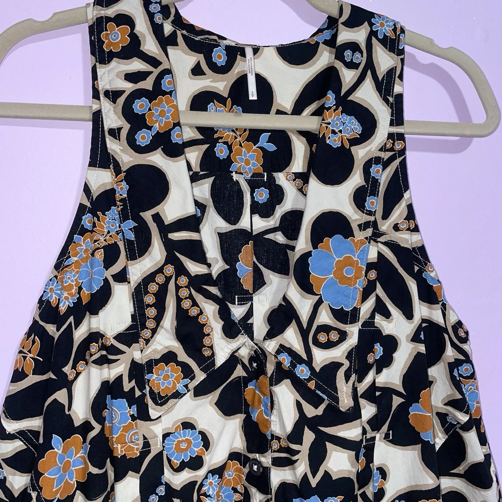 Free People Kate Printed Mini Dress Women S Dark Floral Boho Preppy Pockets - Image 2