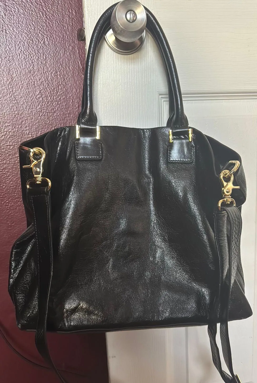 Black Leather Dena Tote Bag - Image 4