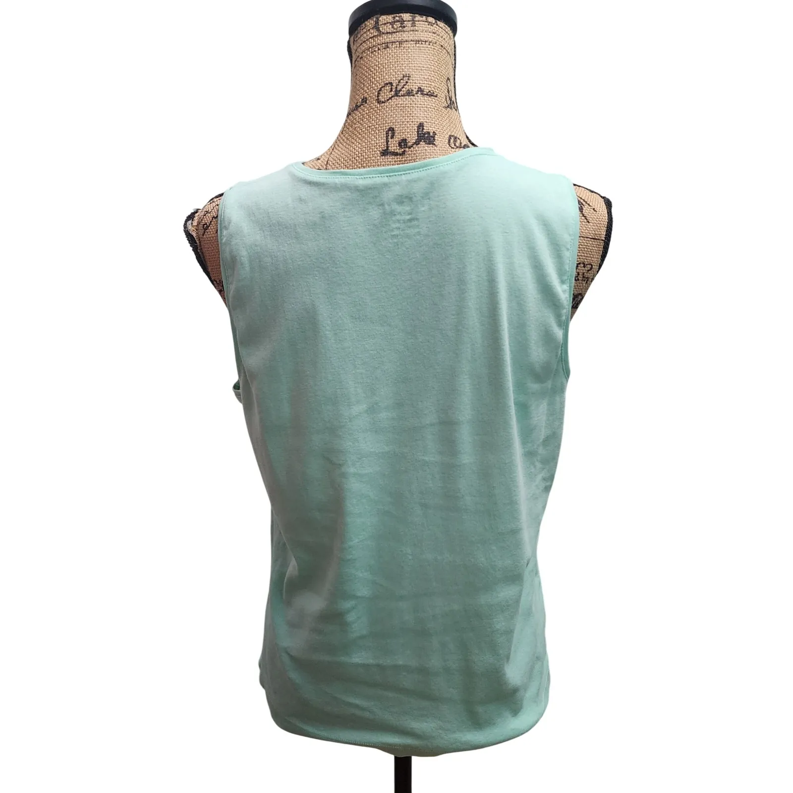 Chicos V Neck Sleeveless Tank Top Mint Green Cotton Size‎ 2 Casual Everyday - Image 2
