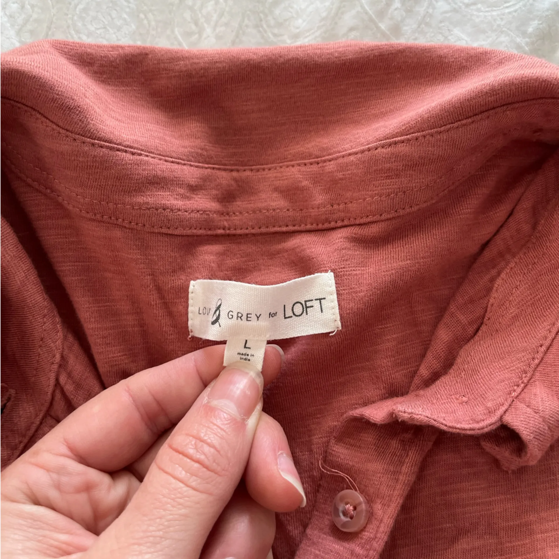 LOFT Terracotta Casual Button-Down Shirt - Image 2