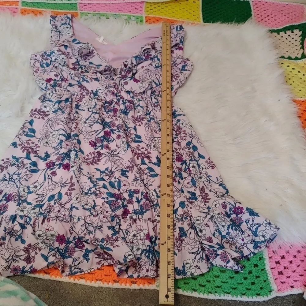 Maurices Size Medium M Floral Flower Light Pink Summer Spring Dress Frill Tie - Image 13