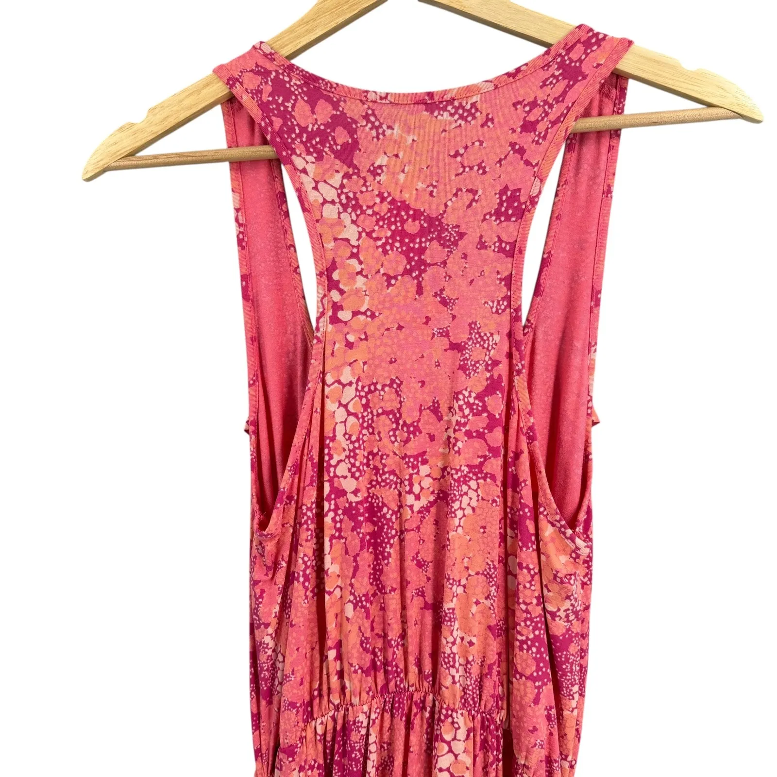 Caslon Pink Midi Dress Floral Print Ruffle Tie Waist Knit Summer Size Small - Image 4