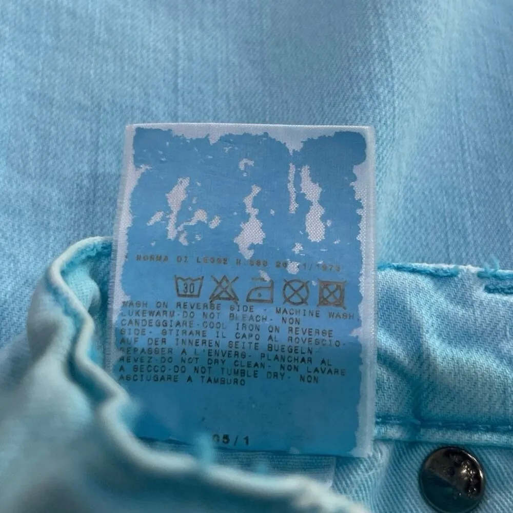 Vintage Versace Jeans Couture Turquoise Blue Boot Cut Denim Jeans Sz 28 - Image 10