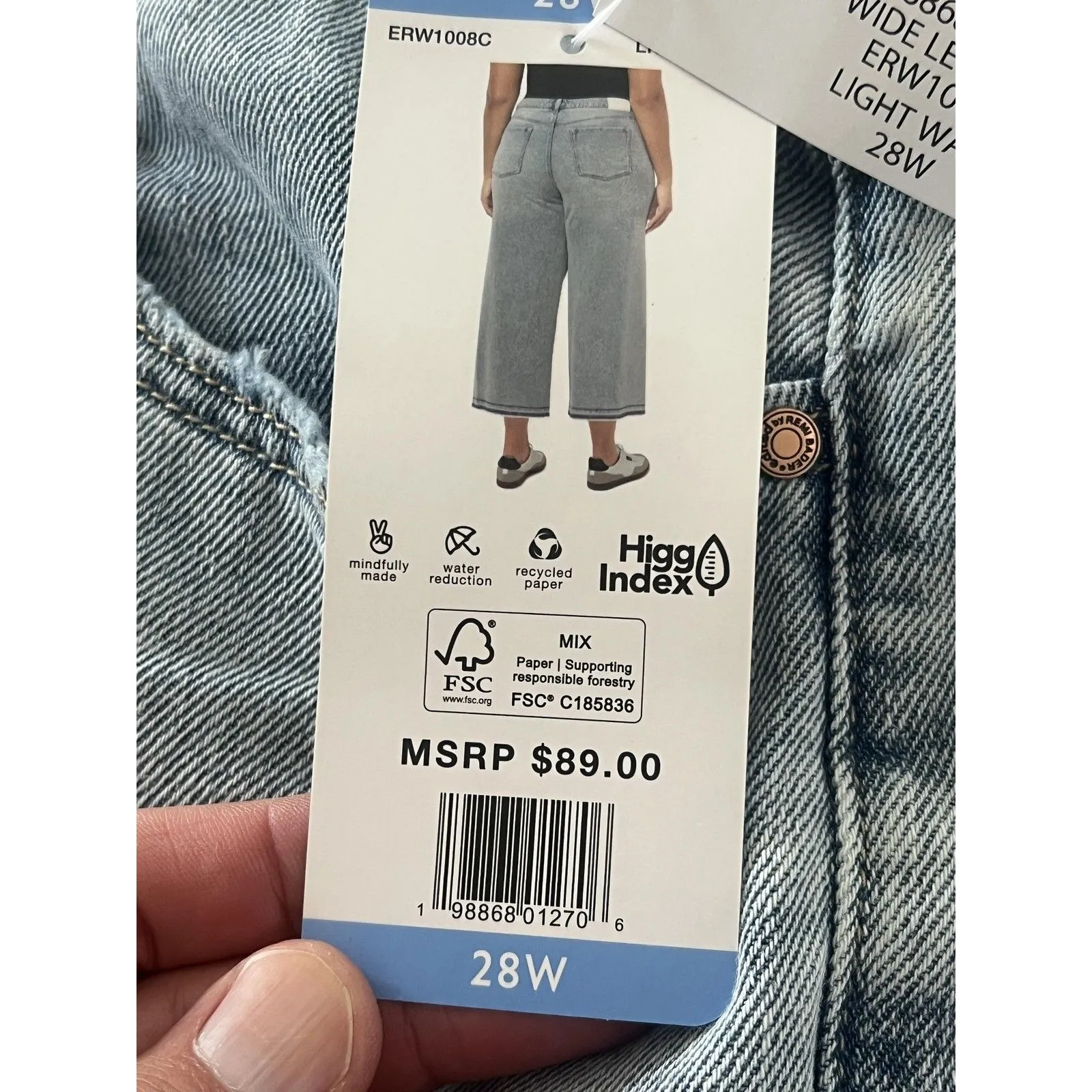 Edited by Remi Bader Jeans Womens 28W Light Wash Wide Leg Crop Raw Hem ERW1008C Blue - Image 5