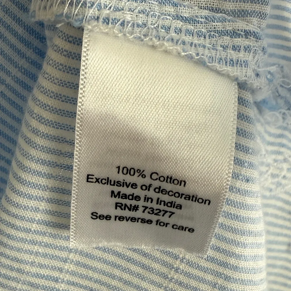 Nautical Coastal Blue White Striped Tunic Embroidered Cotton Classic Summer Top - Image 9