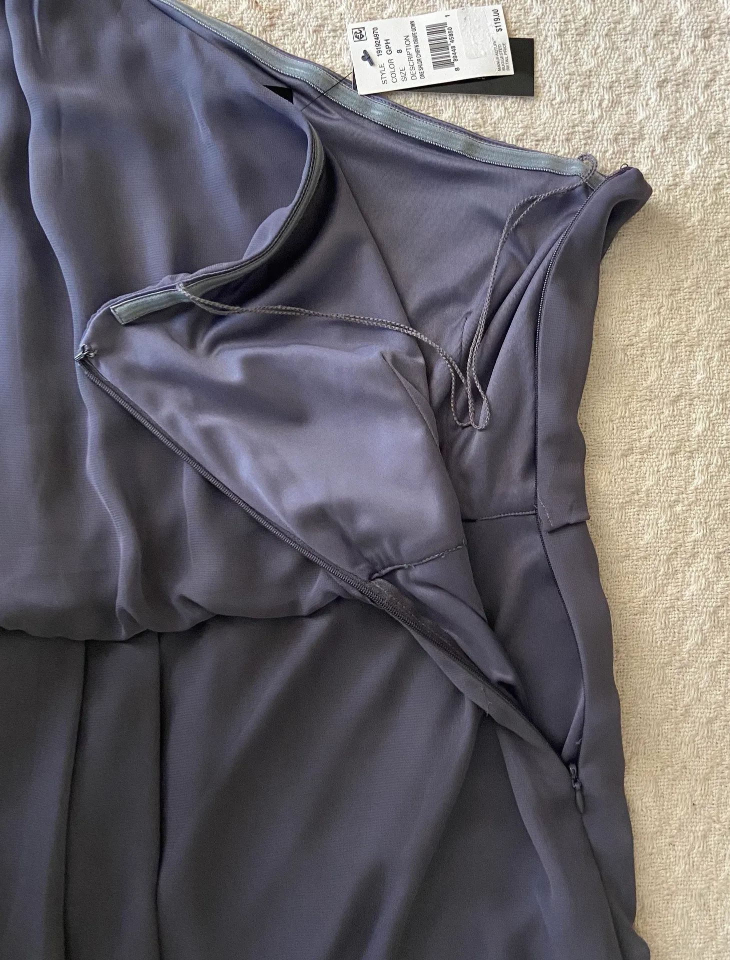 Dress Size 8 Gray One Shoulder Chiffon Drape Gown - Image 6