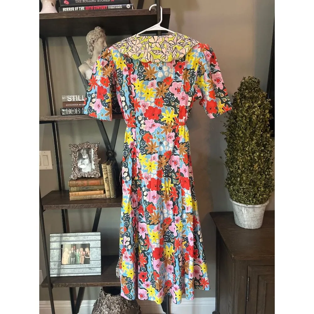 Celia B Nanna Floral Button Front Midi Dress Multicolor Womens Size XL Red - Image 9