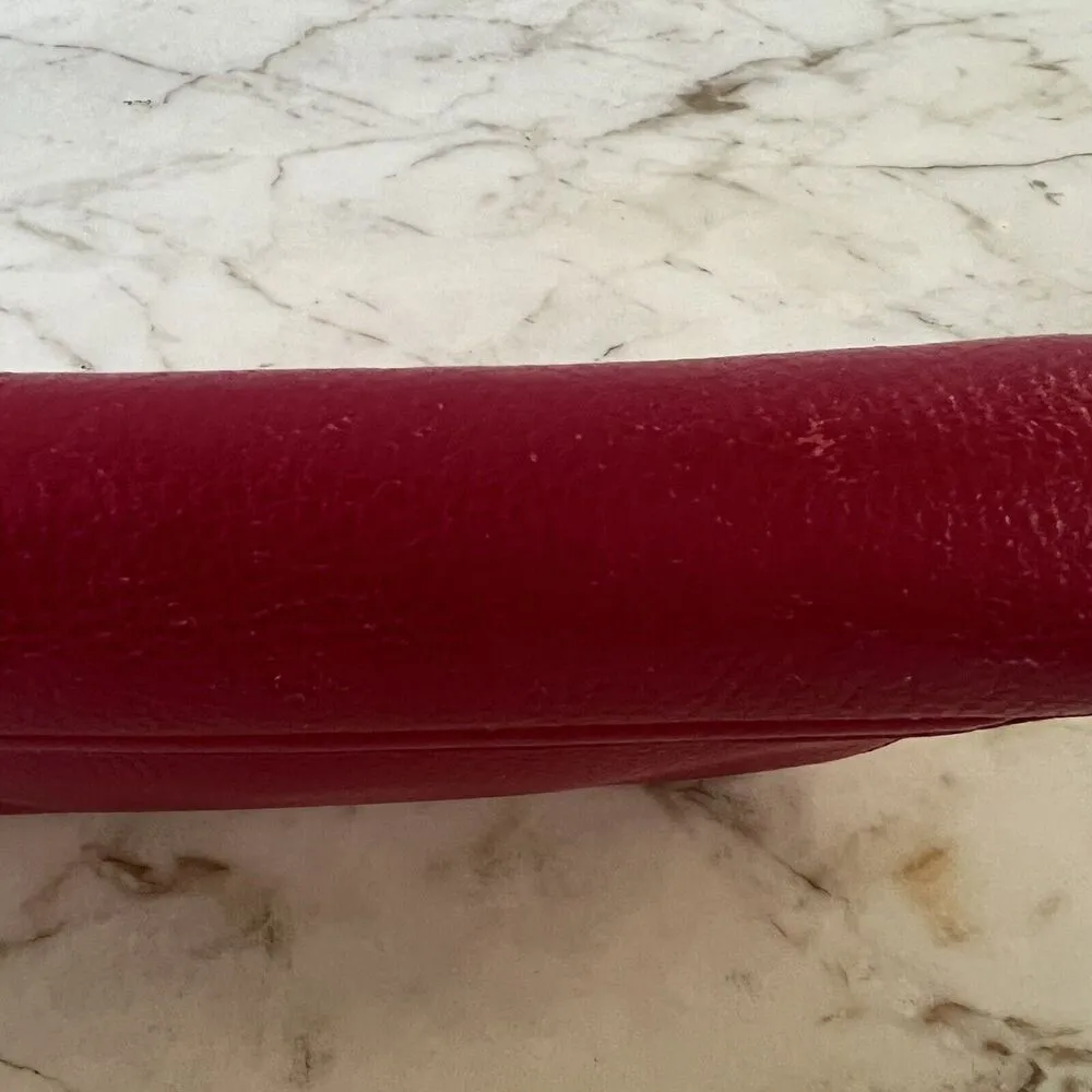 TORY BURCH Solid Maroon Pink Leather Small Crossbody Bag - Image 6