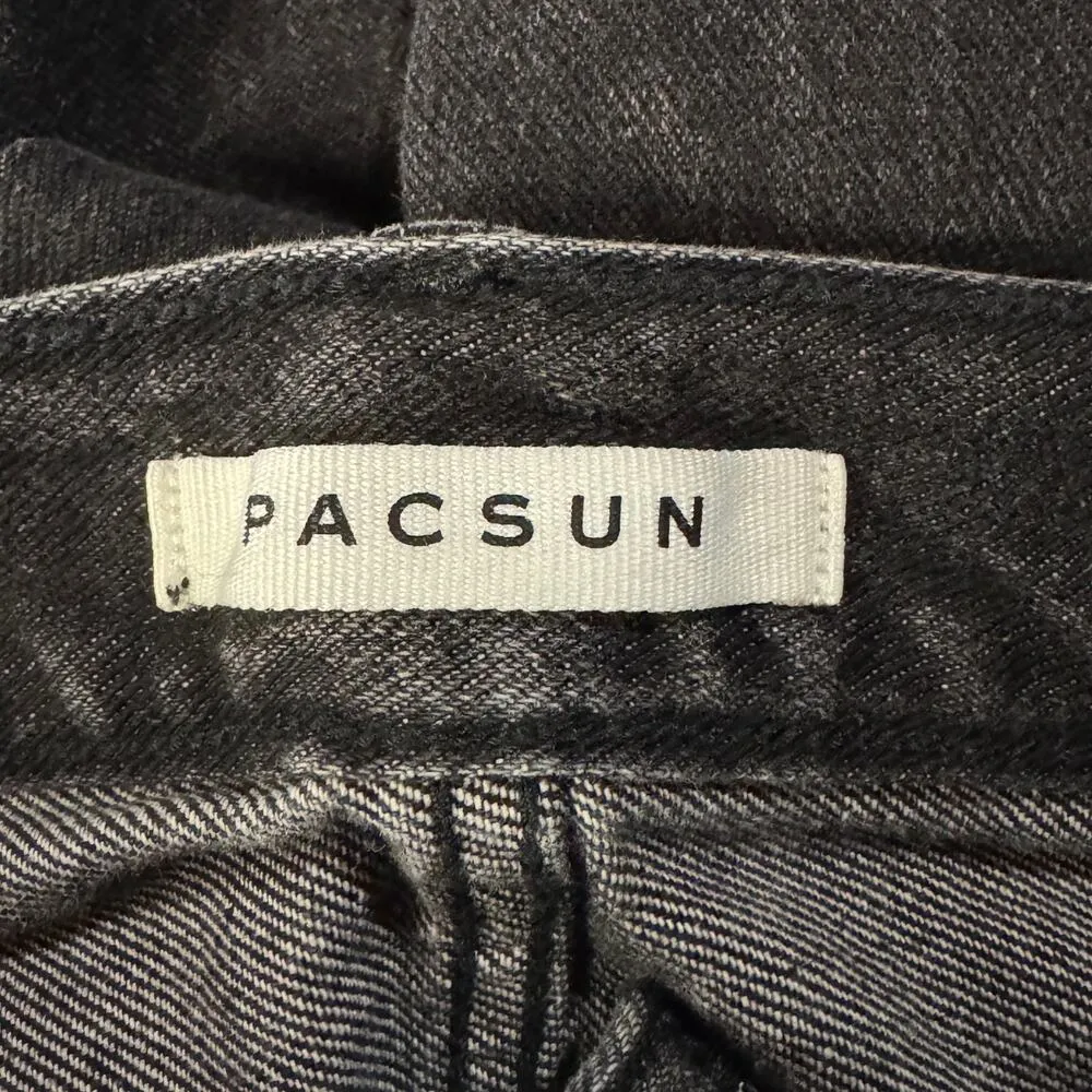 Pacsun SZ 30 Vintage Loose Crop Jeans Button-Fly Hi-Rise Seamed Leg Frayed Black - Image 8
