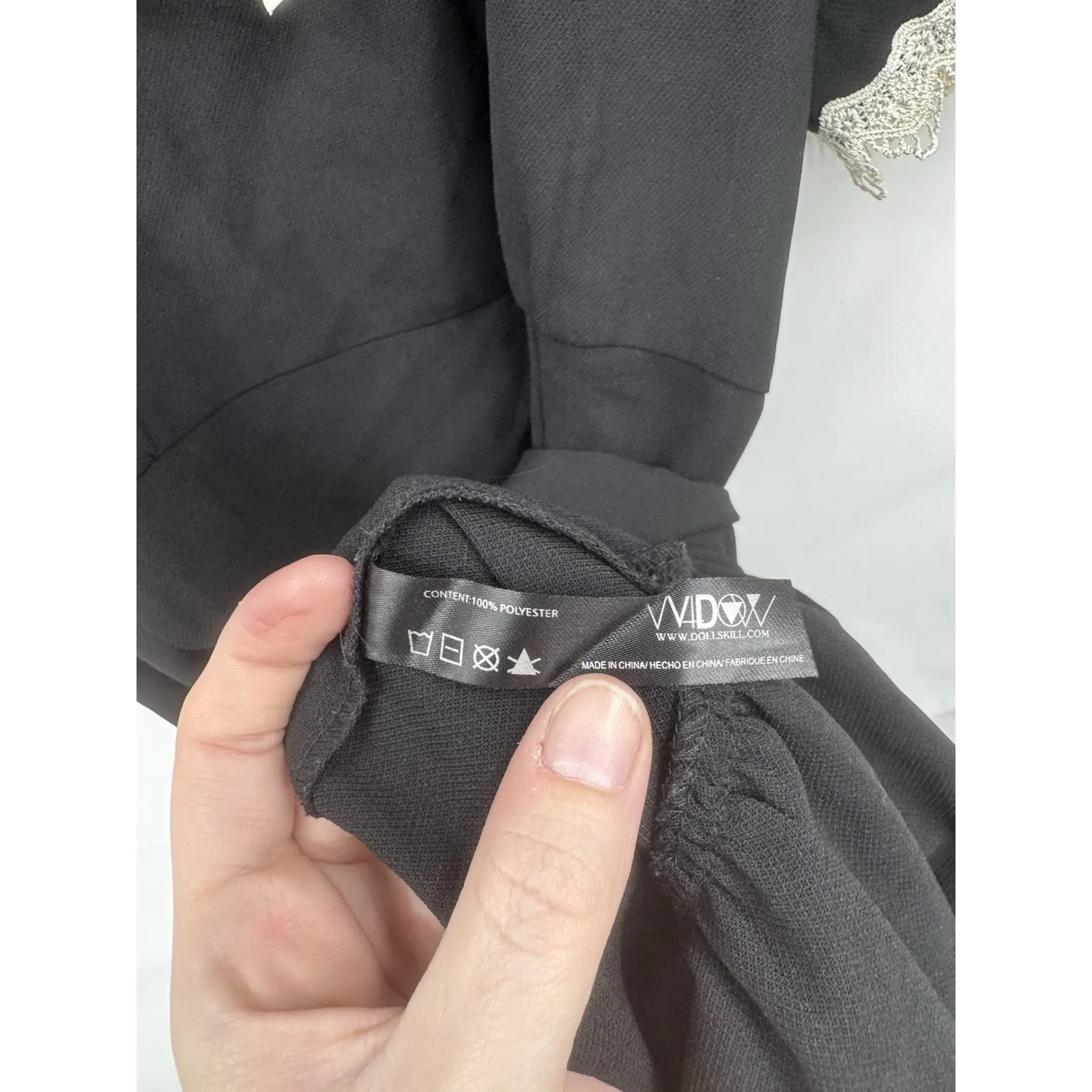 Widow Dollskill Porcelain Gaze Dark Coquette Mini Dress Sz 1X Black Dark Cottage - Image 5