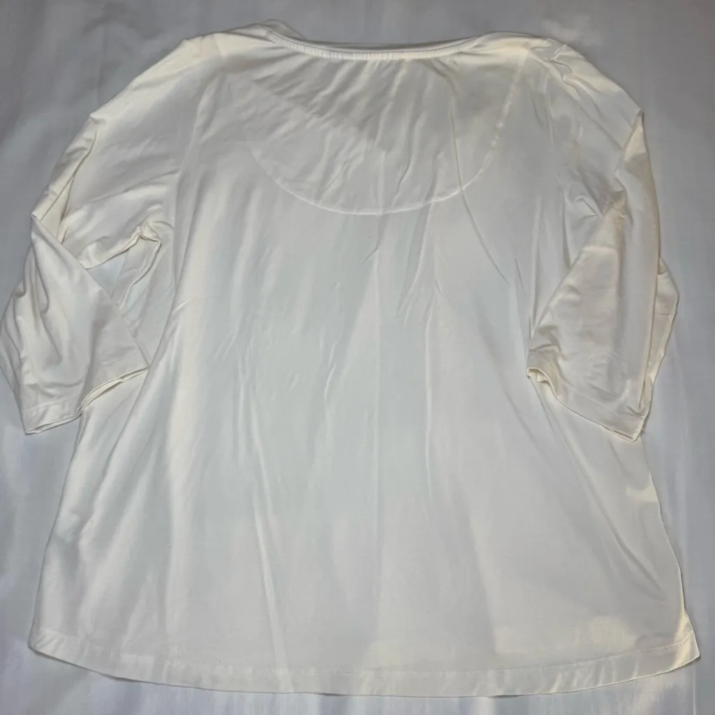 Soft Surroundings Shirt Womens Medium Cream 3/4 Long Sleeve Tunic Top V Neck - Image 7