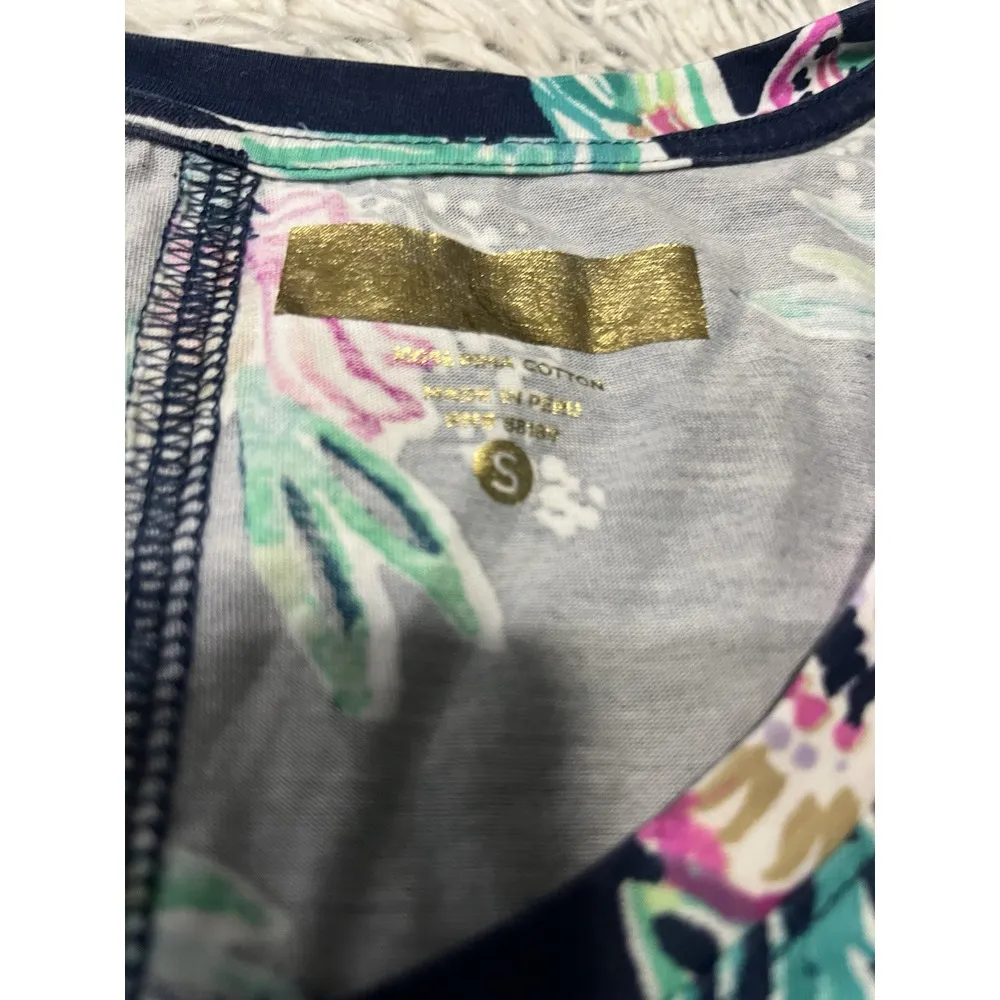 Lilly Pulitzer Dress Small Navy Blue Raylee Tank Inky Peanut‎ Gallery Elephant - Image 5