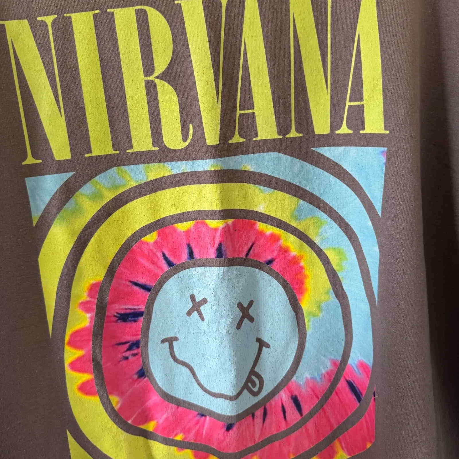 Nirvana sz M Overdyed Smiley Long Sleeve Oversized Pullover Sweatshirt Womens - Image 4