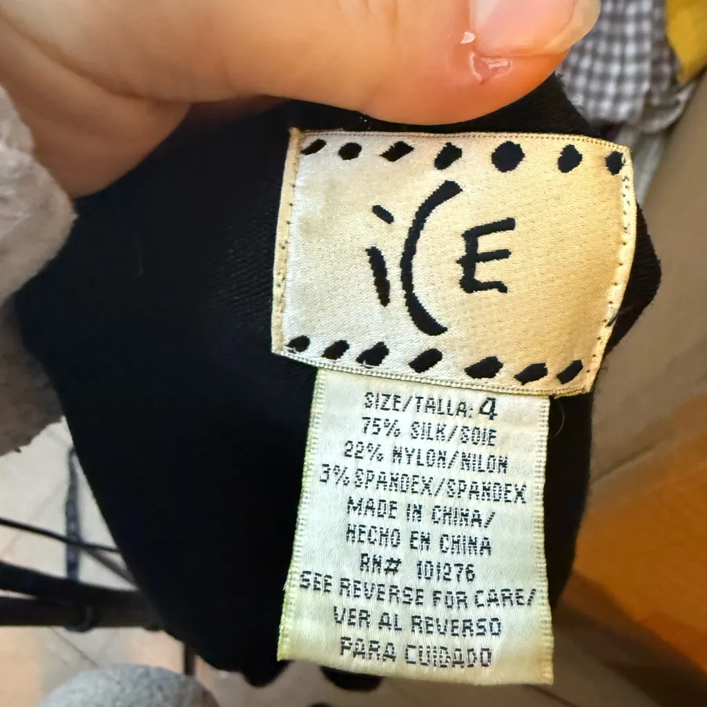 Ice Vintage Y2K Black Silk Baby Pink Lace Trim Cardigan Size 4 - Image 3