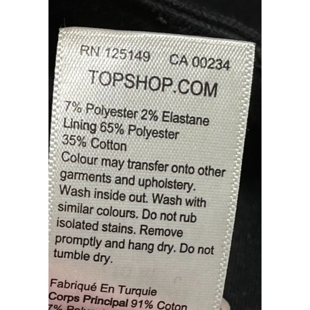 Topshop Jamie Jeans Black Distressed Skinny High Waist Stretch Size 30 Women's - Image 7