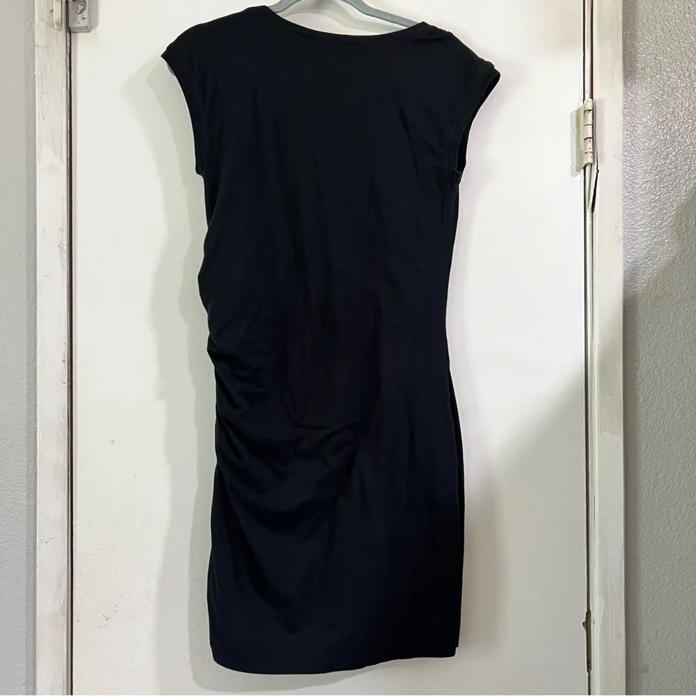 Athleta Black Short Sleeve Dress Ruched Slimming Tee Active M Medium - Image 6