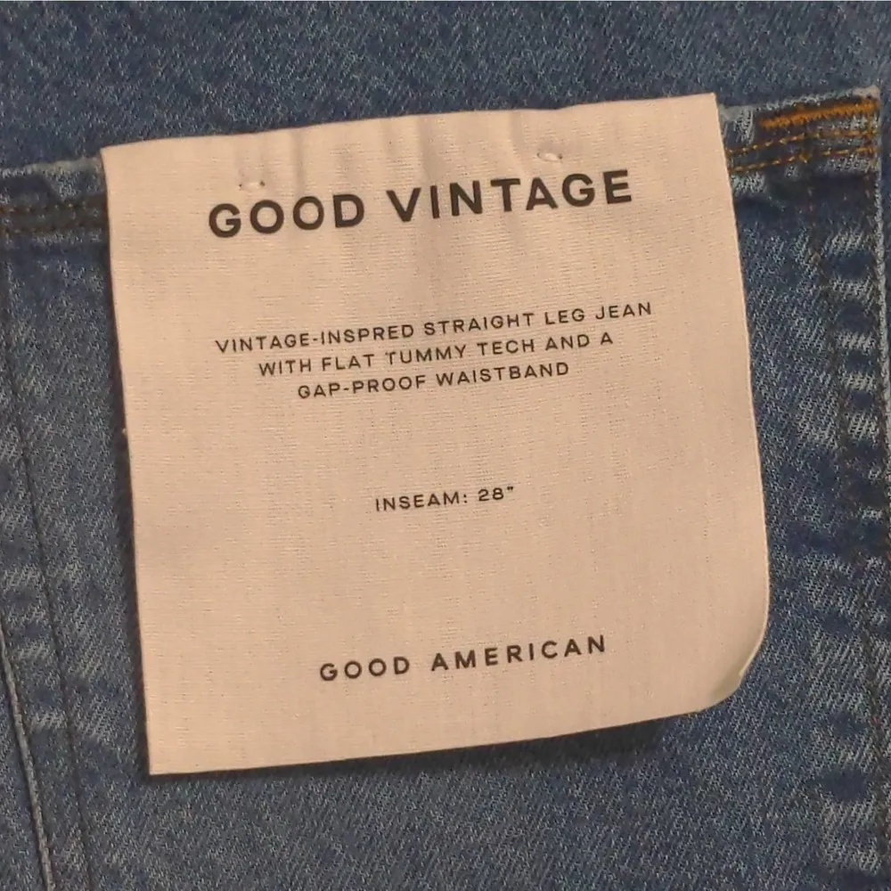 Good American Good Vintage Frayed Hem Straight Leg Jeans Blue High Rise 8 New - Image 13
