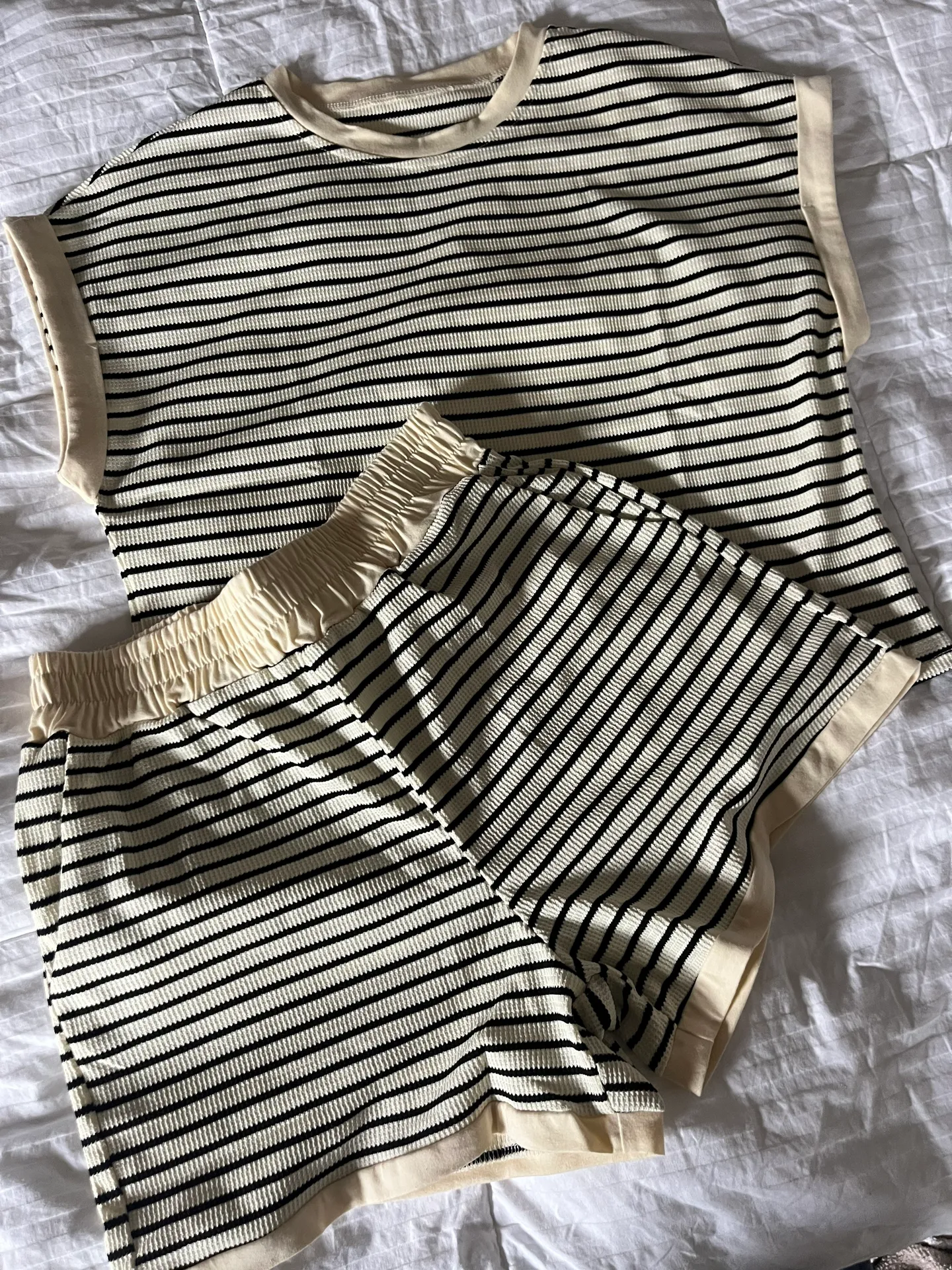 Striped Short Lounge Set Tan - Image 5