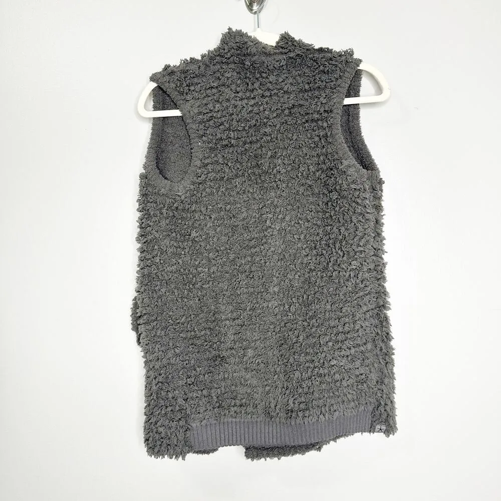 Barefoot Dreams Cozychic Gray Cozy Waterfall Open Vest Girls Size 12/14 - Image 2