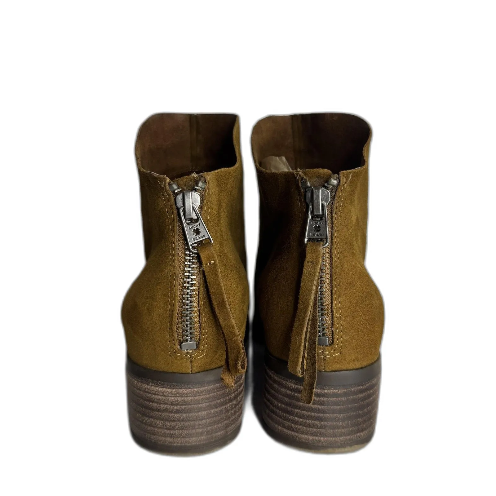 Lucky Brand Boots Womens Size 9.5M Suede Block Heel Ankle Zip Western Shoes - Image 5
